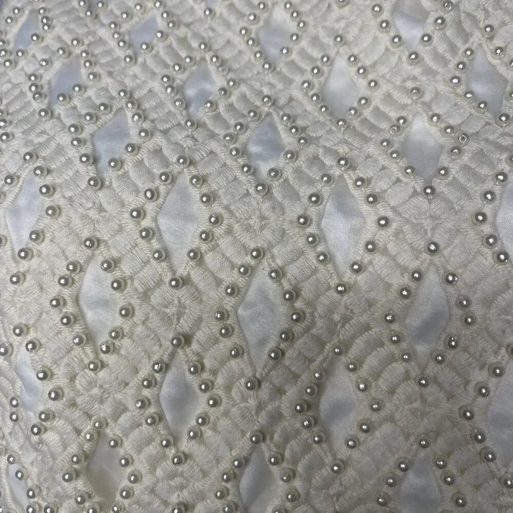 a.drea Sleeveless Ivory Beaded Fit & Flare Mini Dress Sheer Skirt Party Wedding - Picture 5 of 13